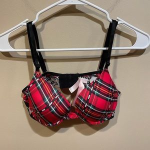 Pink Red and Black Plaid Underwire T-Shirt Bra